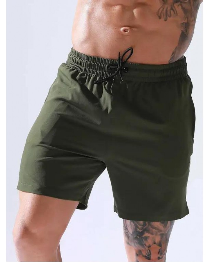 Vacation Casual Board Shorts Drawstrings Solid Color Pockets Summer Beach Shorts
