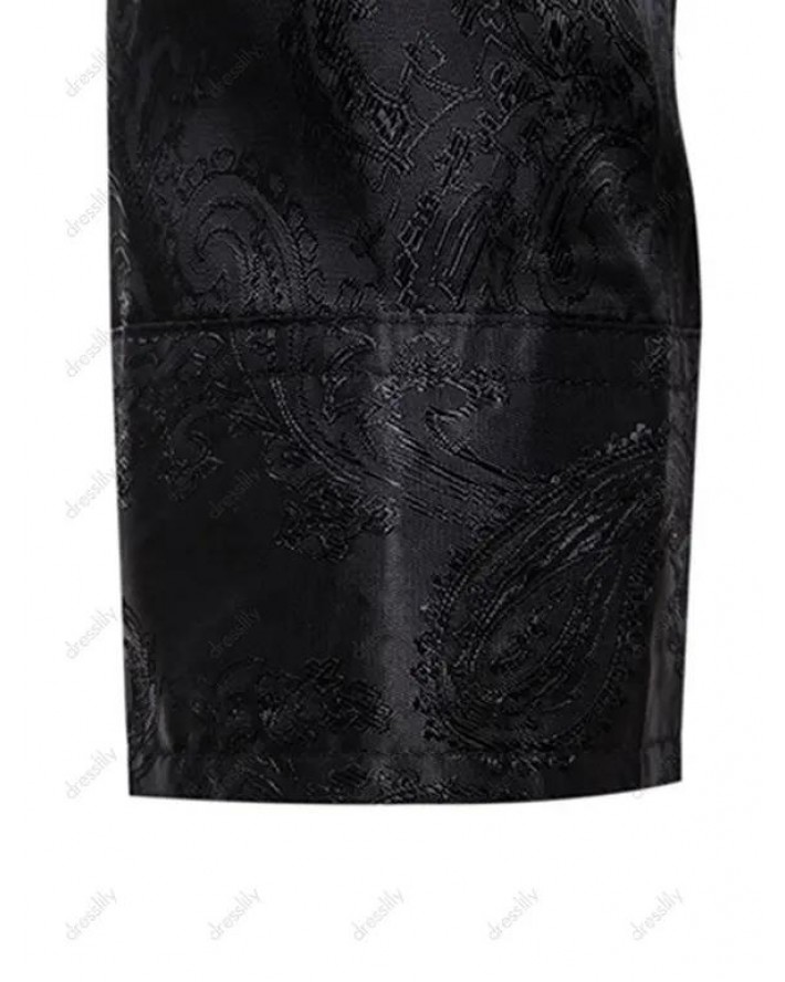 Paisley Print Irregular Button Curved Hem Shirt