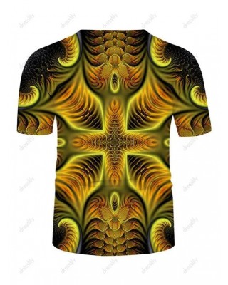 Abstract Digital Print Perforated Tee