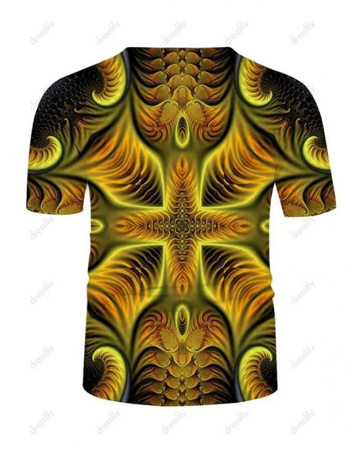 Abstract Digital Print Perforated Tee