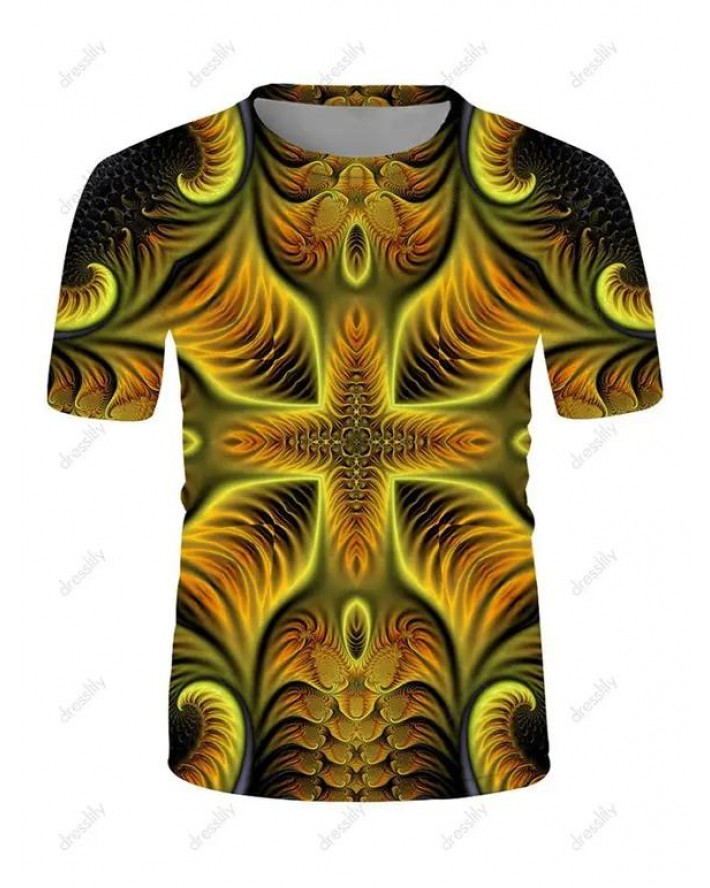 Abstract Digital Print Perforated Tee
