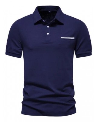 Casual T Shirt Mock Button Half Button Turn Down Collar Short Sleeve Summer Tee