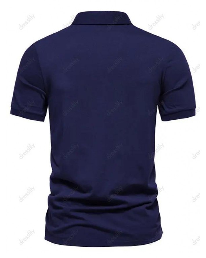 Casual T Shirt Mock Button Half Button Turn Down Collar Short Sleeve Summer Tee