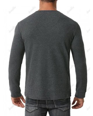 Long Sleeve Ribbed Henley T-shirt