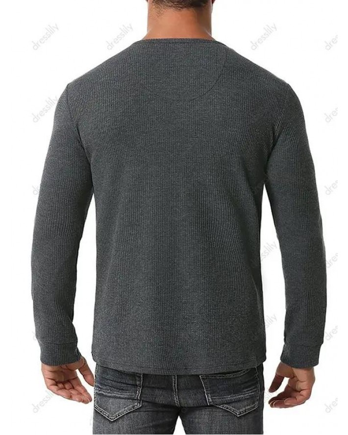 Long Sleeve Ribbed Henley T-shirt