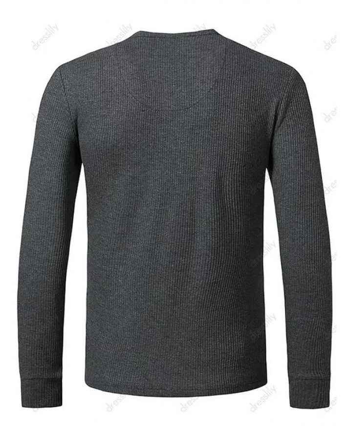 Long Sleeve Ribbed Henley T-shirt