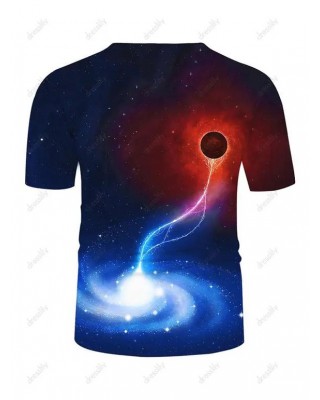Galaxy Lightning Print Perforated Tee