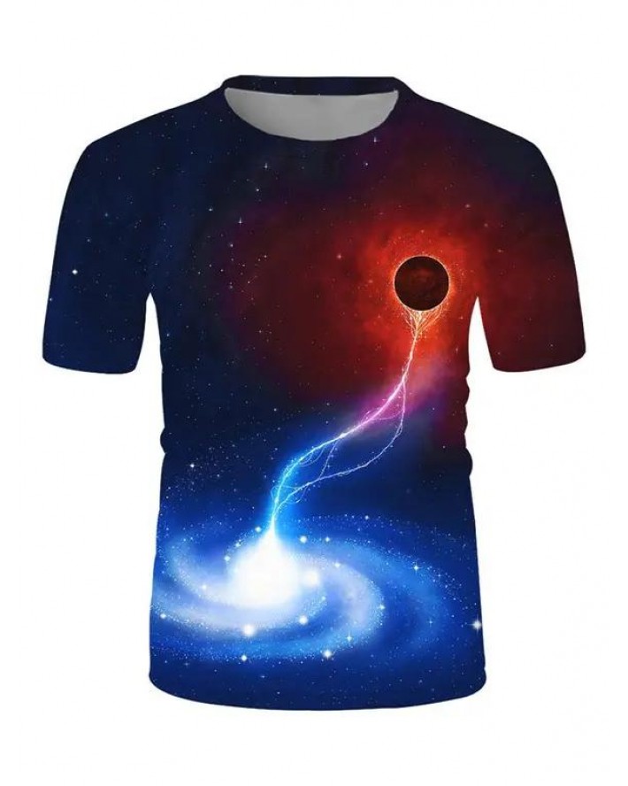 Galaxy Lightning Print Perforated Tee