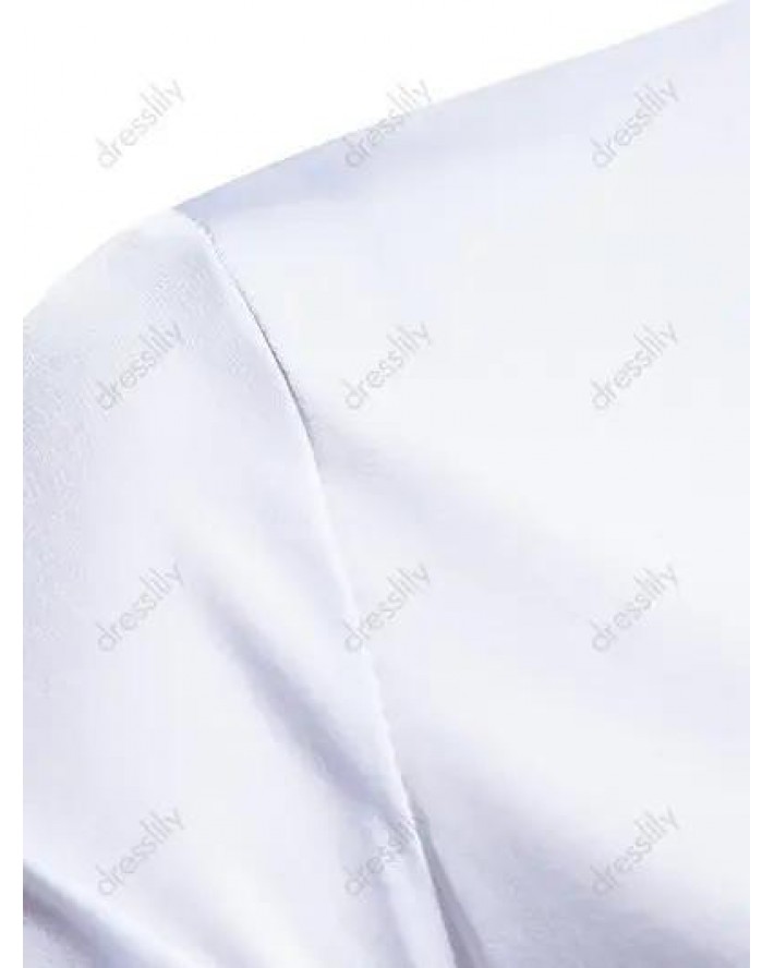 Formal Shirt Plaid Insert Turn Down Collar Mock Pockets Long Sleeves Button-up Shirt