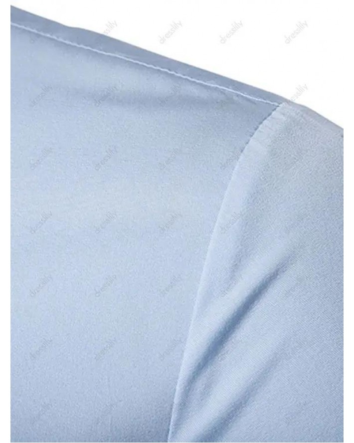 Metallic Thread Embroidered Asymmetrical Button Shirt