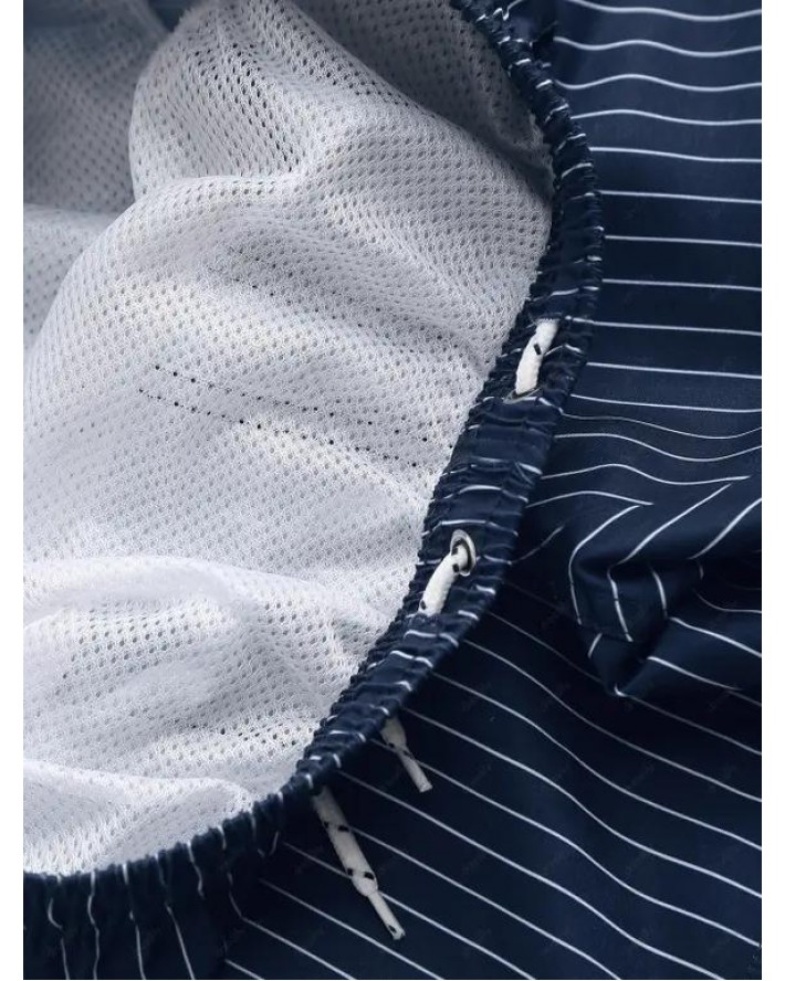 Pinstriped Drawstring Board Shorts