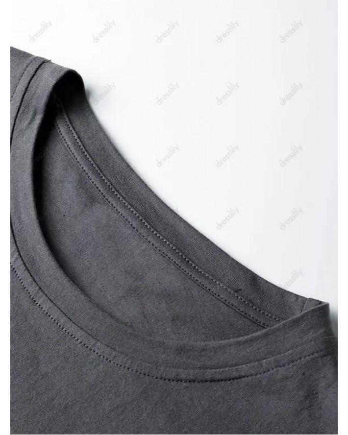 Contrasting Letter Slogan Print Graphic Tee Long Sleeve Round Neck Casual T-shirt