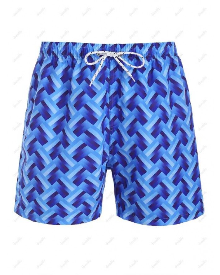 Allover Print Drawstring Board Shorts