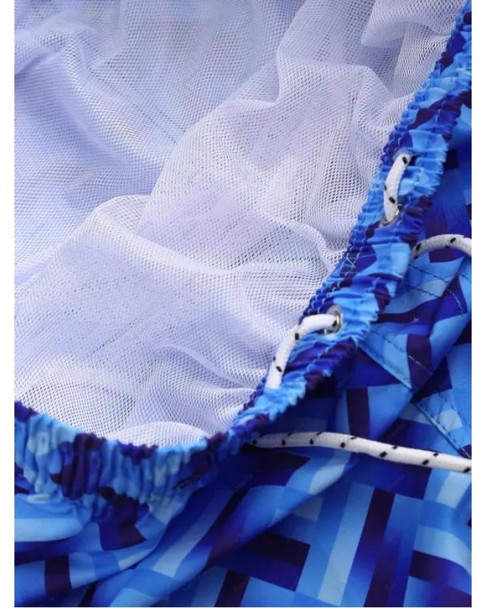 Allover Print Drawstring Board Shorts