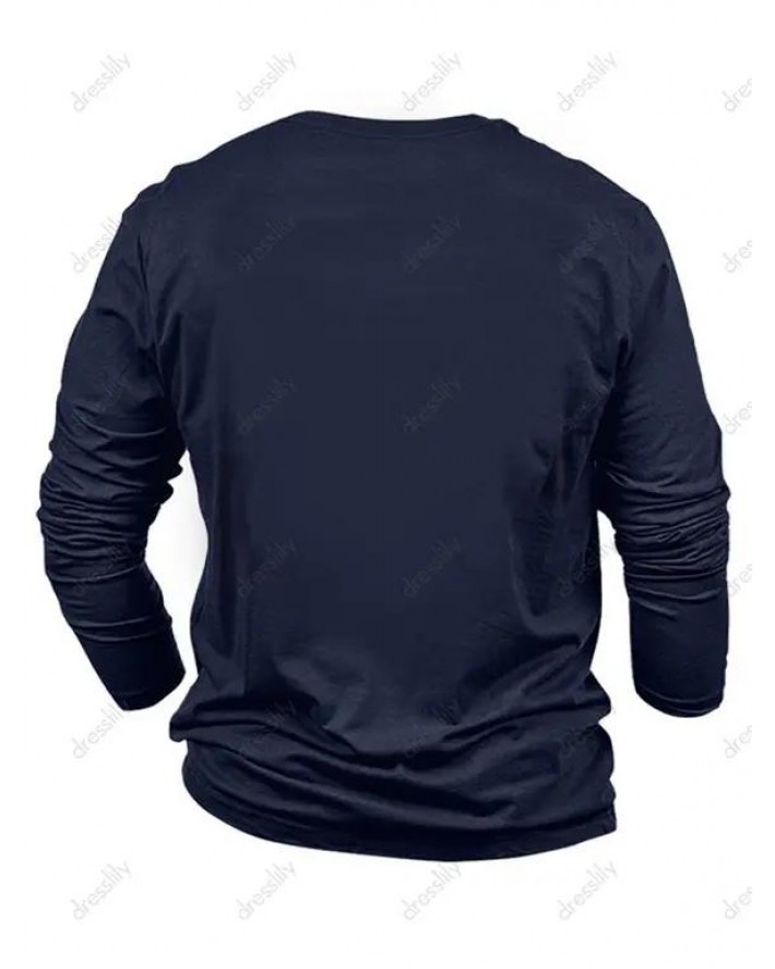 Gold Letter Slogan Print Graphic T-shirt Long Sleeve Round Neck Casual Tee
