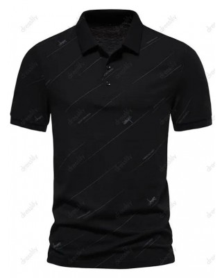 Summer Casual T Shirt Striped Letter Leopard Print Half Button Turn Down Collar Short Sleeve Tee