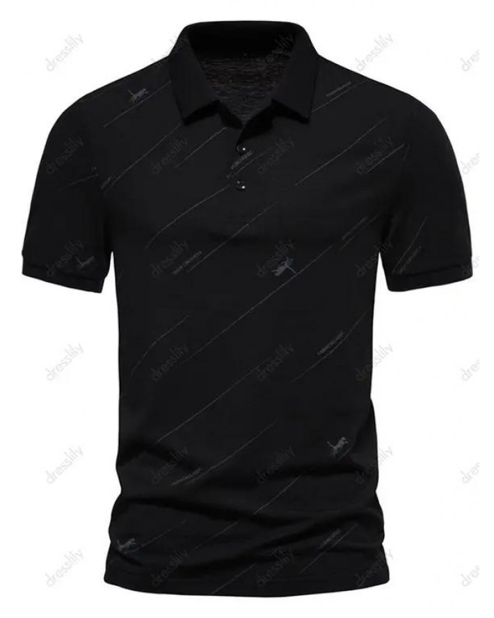 Summer Casual T Shirt Striped Letter Leopard Print Half Button Turn Down Collar Short Sleeve Tee