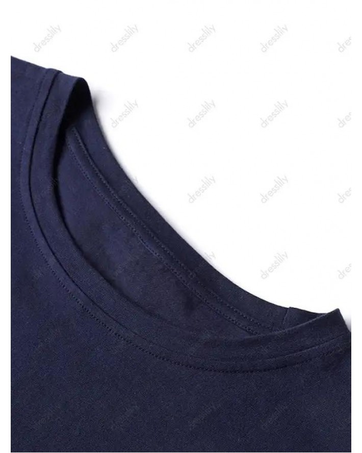 Contrasting Letter Slogan Print Graphic T-shirt Long Sleeve Round Neck Casual Tee