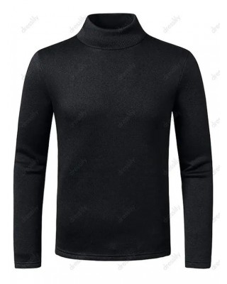 Mock Neck Long Sleeve Fleece T-shirt