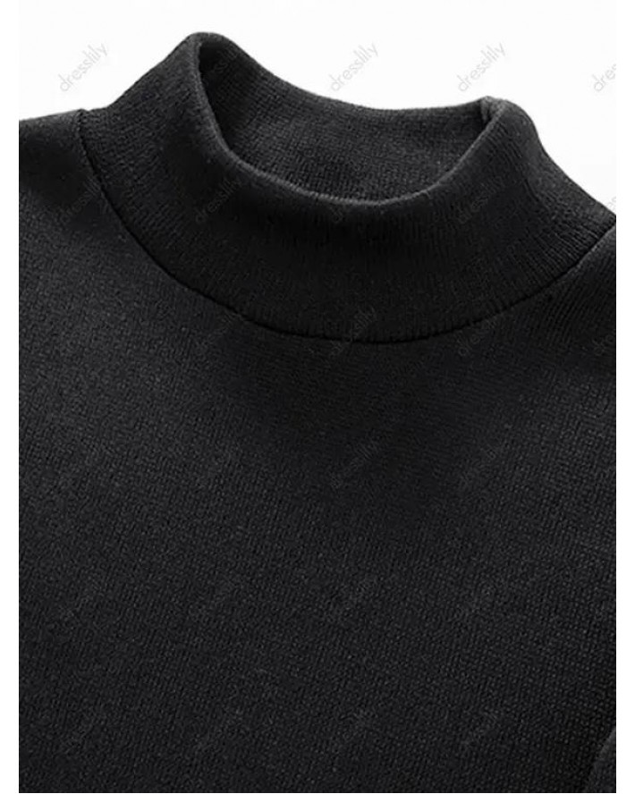 Mock Neck Long Sleeve Fleece T-shirt