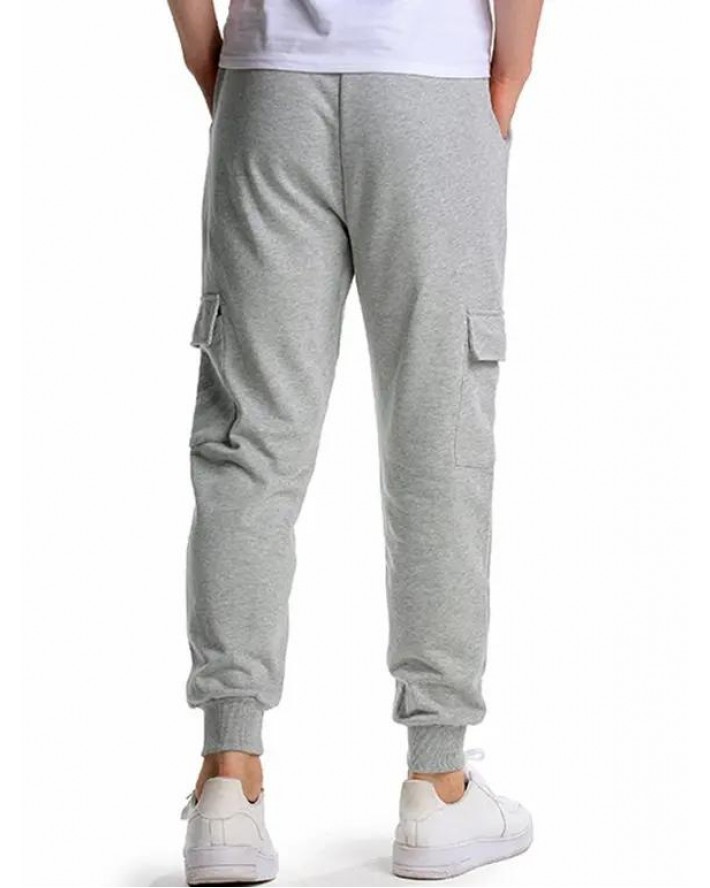 Casual Jogger Pants Plaid Color Pockets Elastic Waist Beam Feet Long Pants