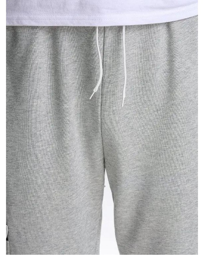 Casual Jogger Pants Plaid Color Pockets Elastic Waist Beam Feet Long Pants