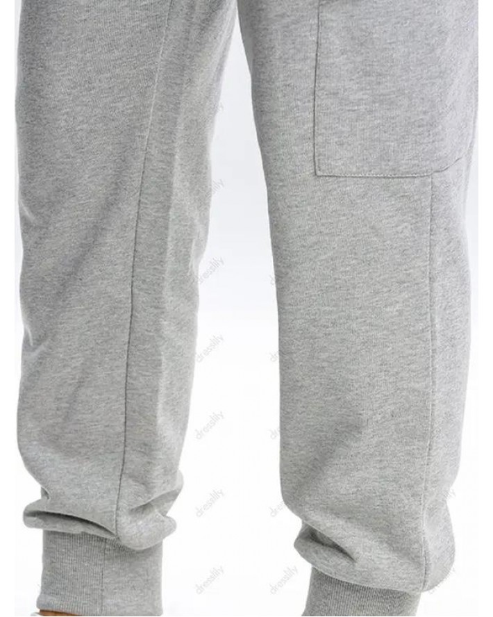 Casual Jogger Pants Plaid Color Pockets Elastic Waist Beam Feet Long Pants
