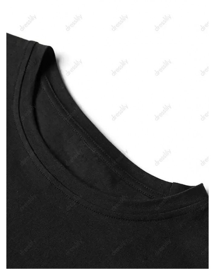 Slogan T Shirt Letter Print Round Neck Long Sleeve Casual Tee