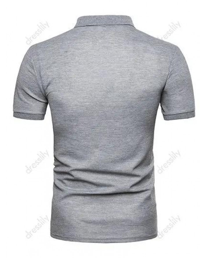 Casual T Shirt Contrast Colorblock Half Button Turn Down Collar Short Sleeve Summer Tee