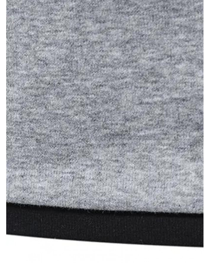 Casual T Shirt Colorblock Long Sleeve Front Pockets Half Button Turn Down Collar Tee
