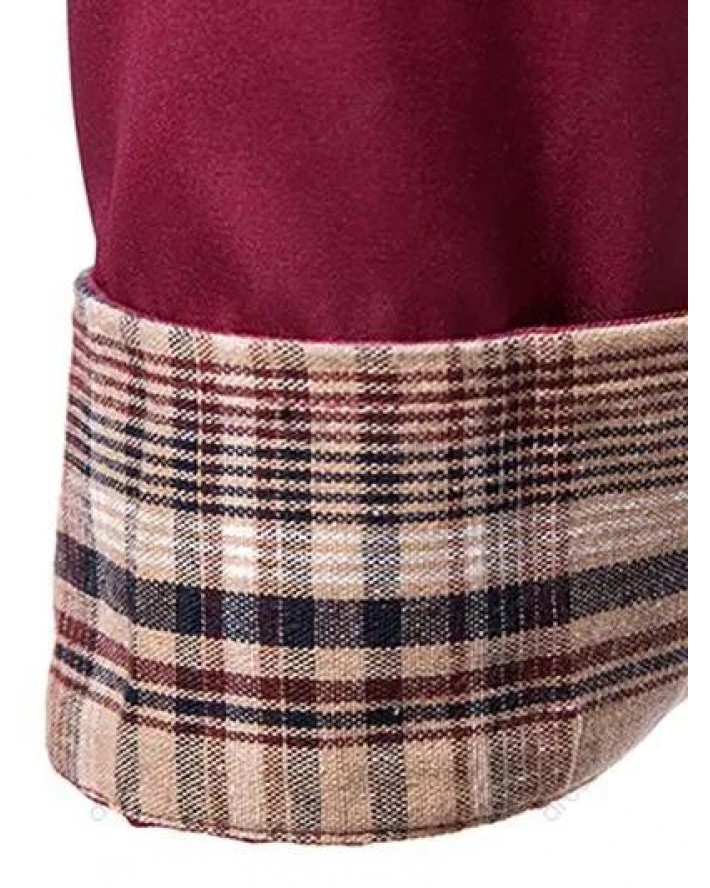 Plaid Casual Business Shirt Pocket Patch Long Sleeve Button Up Formal Shirt