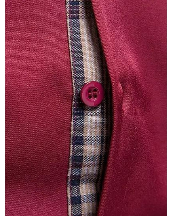 Plaid Casual Business Shirt Pocket Patch Long Sleeve Button Up Formal Shirt