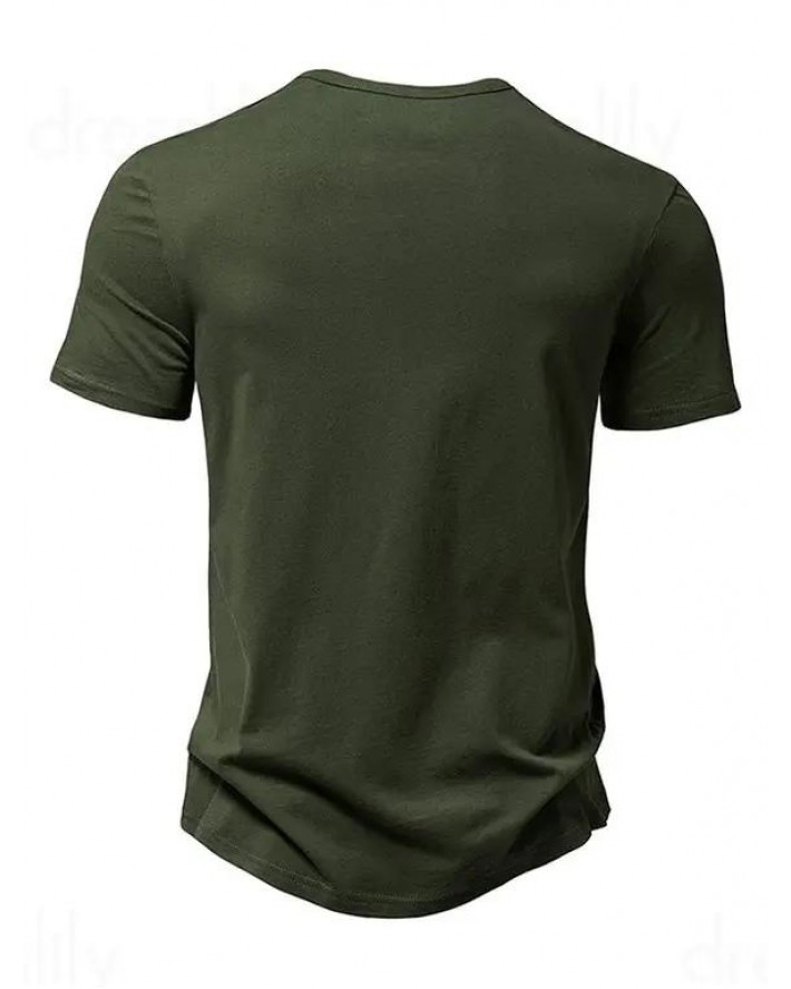 V Notched T Shirt Plain Color Round Neck Short Sleeve Basic Tee