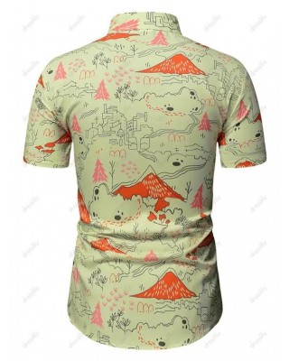 Country Mountain Scenic Print Short Sleeve Shirt