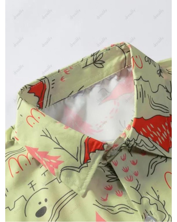 Country Mountain Scenic Print Short Sleeve Shirt