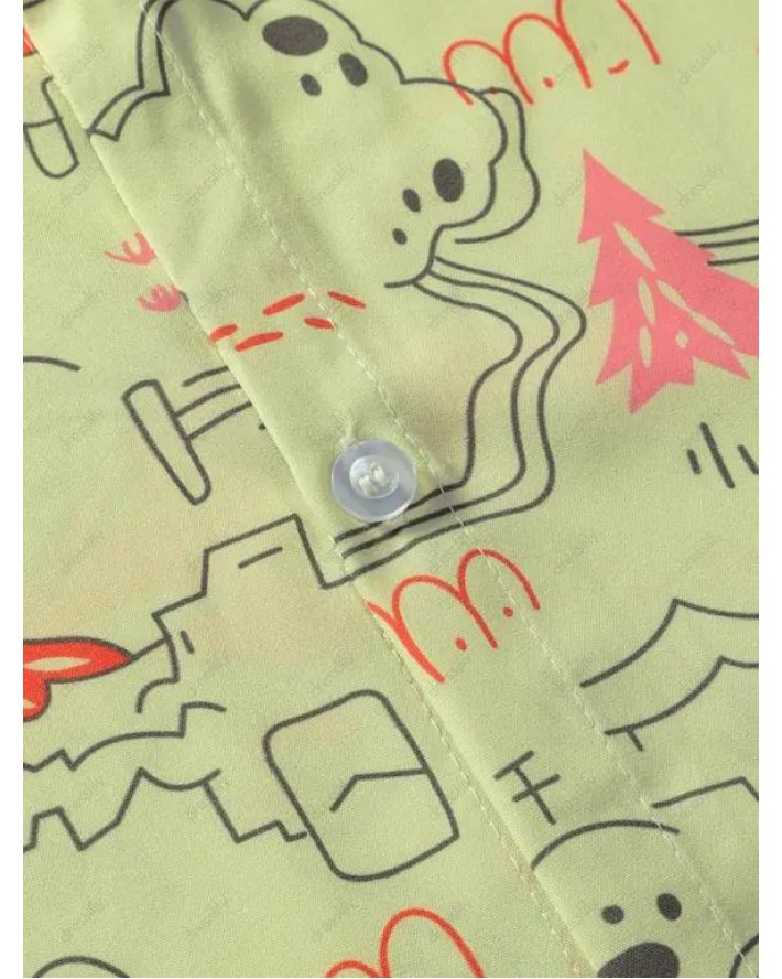 Country Mountain Scenic Print Short Sleeve Shirt