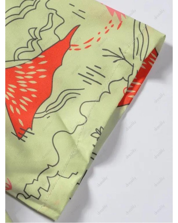 Country Mountain Scenic Print Short Sleeve Shirt