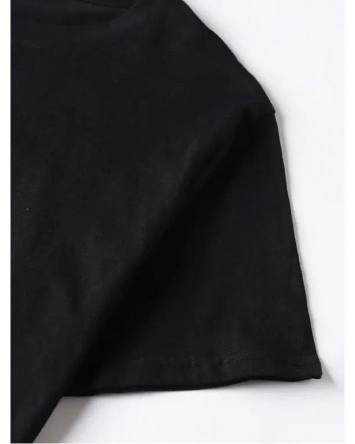 Letter and Skull Print Casual T Shirt Short Sleeve Round Neck Tee