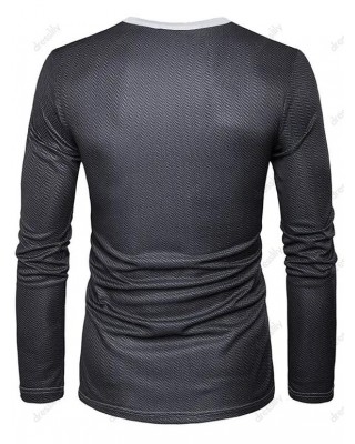 Tuxedo Faux Twinset 3D Print T Shirt Long Sleeve Round Neck Casual Tee