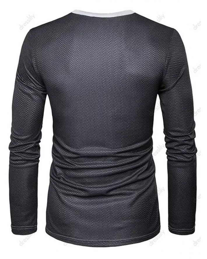 Tuxedo Faux Twinset 3D Print T Shirt Long Sleeve Round Neck Casual Tee