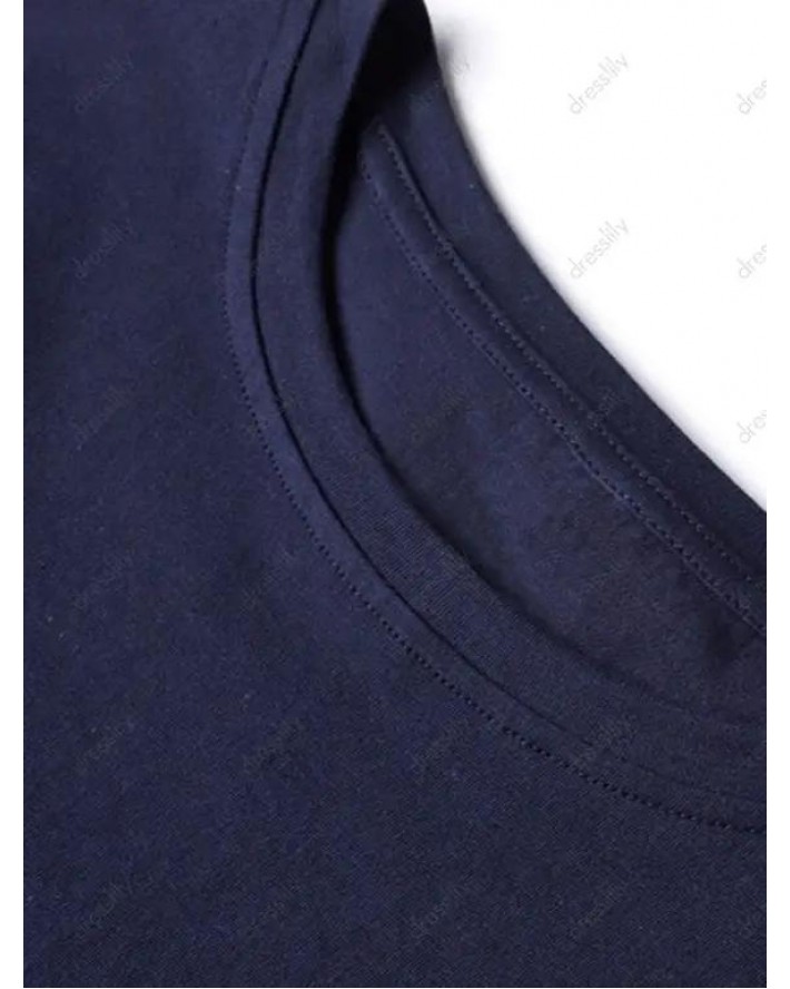 Letter Leaf Print Graphic T-shirt Short Sleeve Round Neck Casual Tee