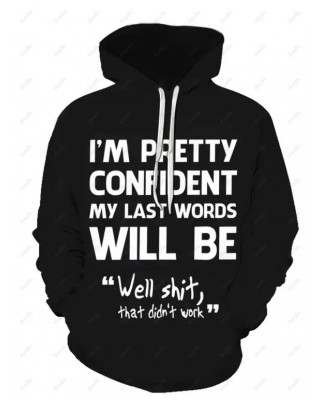 Contrasting Letter Slogan Print Graphic Hoodie Kangaroo Pocket Drawstring Casual Hoodie
