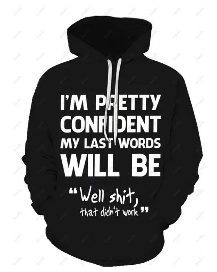 Contrasting Letter Slogan Print Graphic Hoodie Kangaroo Pocket Drawstring Casual Hoodie