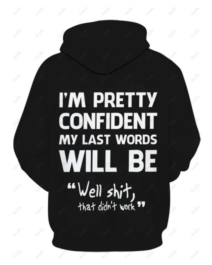 Contrasting Letter Slogan Print Graphic Hoodie Kangaroo Pocket Drawstring Casual Hoodie