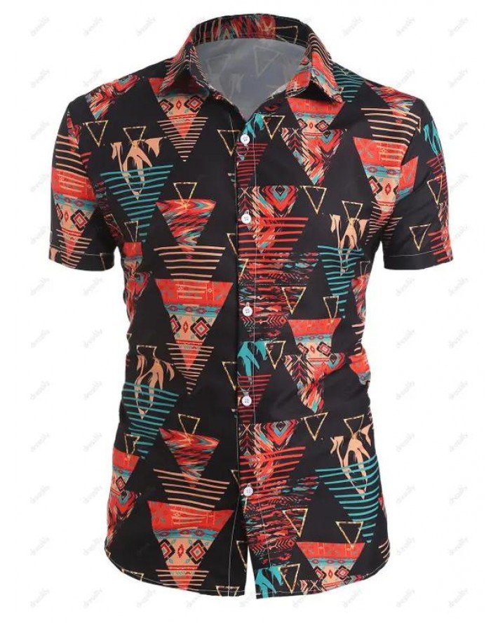 Geometric Print Short Sleeve Shirt