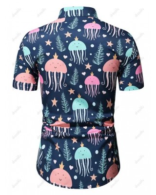 Cartoon Jellyfish Seaweed Polka Dot Shirt