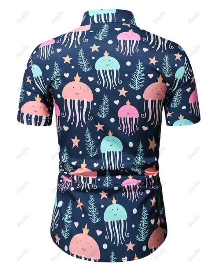 Cartoon Jellyfish Seaweed Polka Dot Shirt
