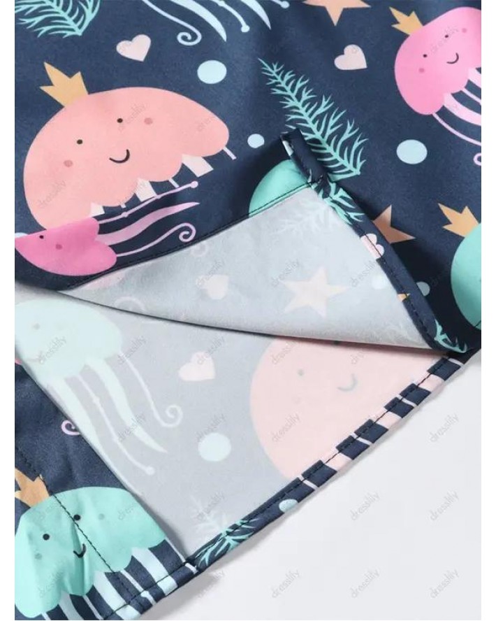 Cartoon Jellyfish Seaweed Polka Dot Shirt