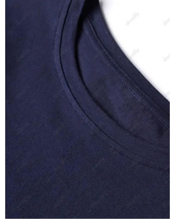 Slogan Character Print Graphic T-shirt Round Neck Short Sleeve Casual Tee