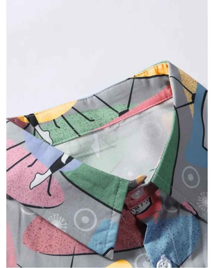 Television Figure Cat Print Graphic Short Sleeve Shirt